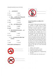 English Worksheet: Exam modal verbs