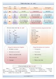 Verb to be ( Am - is - are ) worksheet