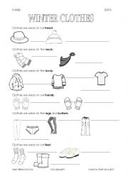 English Worksheet: WINTER CLOTHES