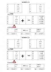English Worksheet: Numbers from 1-20