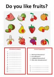 English Worksheet: Fruits