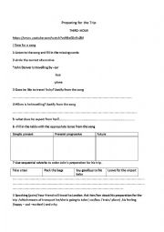 English Worksheet: Preparing for the trip a song by John Denver