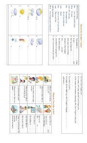 English Worksheet: weathers and hobbies