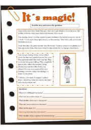 English Worksheet: Its magic (reading comprehension)