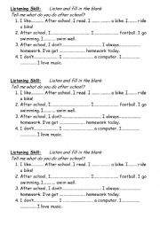 English Worksheet: Listening