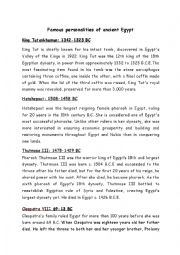 English Worksheet: Famous Egyptian personalities