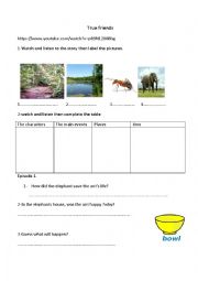 English Worksheet: A friend in need is a friend indeed, a fable