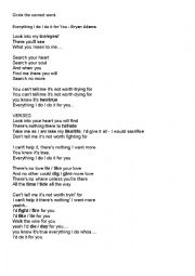 English Worksheet: Everything I Do (I Do It For You) Bryan Adams