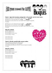 English Worksheet: All you need is love