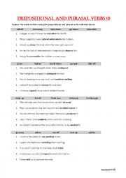 English Worksheet: Prepositional and phrasal verbs