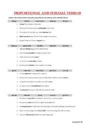 English Worksheet: Prepositional and phrasal verbs