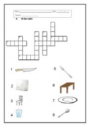 English Worksheet: at the table