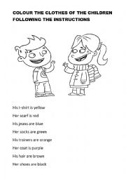 English Worksheet: Clothes and his/her