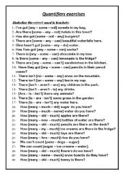 English Worksheet: quantifiers