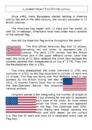 English Worksheet: A Journey from 13 to 50: the US flag