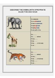 English Worksheet: animal part of body