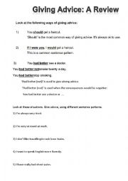 English Worksheet: Giving advice