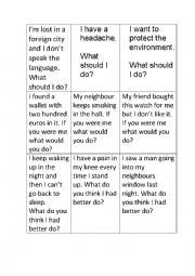 English Worksheet: Giving advice speaking cards