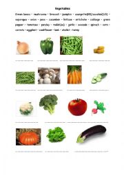 English Worksheet: Vegetables and sides