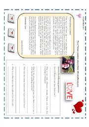English Worksheet: Short reading Valentines Day