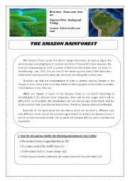 English Worksheet: Amazon Rainforest