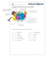 English Worksheet: School objects and There be