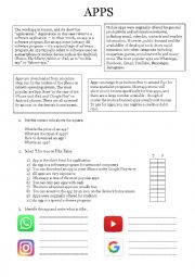 English Worksheet: Reading comprehension apps