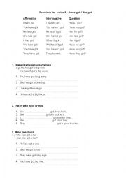 English Worksheet: Verb have got