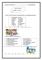 English Worksheet: sporting activities