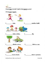 English Worksheet: can or cant