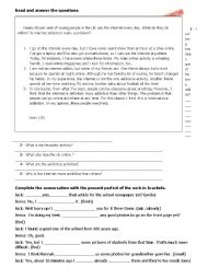 English Worksheet: present perfect reading and use of english