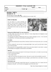 English Worksheet: 9th grade test Pet for schools 2nd part