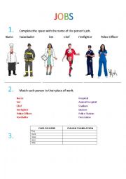 English Worksheet: Jobs_Matching and Completing