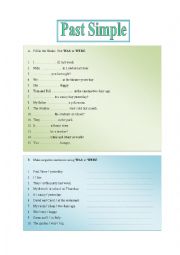 English Worksheet: Past Simple of be