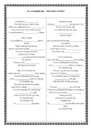 English Worksheet: Its a beautiful day - Michael Buble