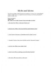 English Worksheet: Myths & Idioms