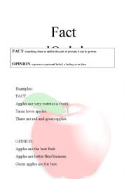 English Worksheet: Fact and Opinion