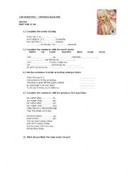 English Worksheet: I am beatiful Cristina Aguilera song with exercises