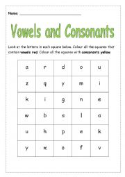 English Worksheet: Vowles and consonats
