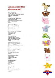 English Worksheet: Animal riddles