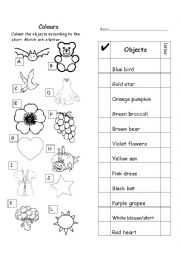 English Worksheet: colours note page