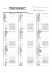 English Worksheet: Vocabulary Test 