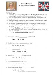 English Worksheet: Simple Present - The Daily Routine of the Queen