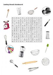 Cooking utensils wordsearch