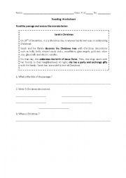 English Worksheet: Christmas worksheet