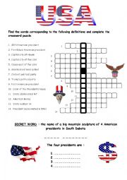 English Worksheet: Crossword puzzle USA