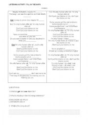 English Worksheet: Human - listening activity