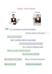 English Worksheet: At the restaurant 