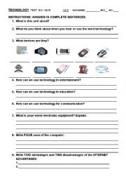 English Worksheet: Quiz about Technology