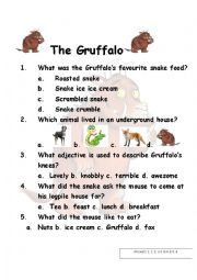 English Worksheet: The Gruffalo Worksheet